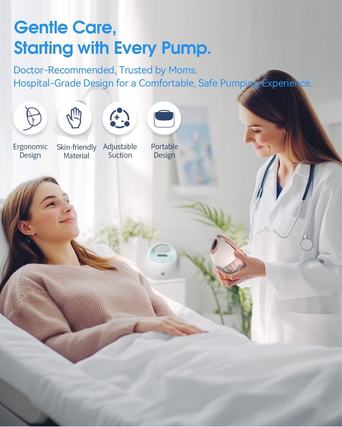 Hands Free Breast Pump Wearable with Voice Announcement, MY-381 - Strong Suction, Low Noise, Wearable Breastfeeding Pump with 4 Mode &12 Levels, 24Mm - 17/19/21/Insert/Flange, 1 Pack image number 1