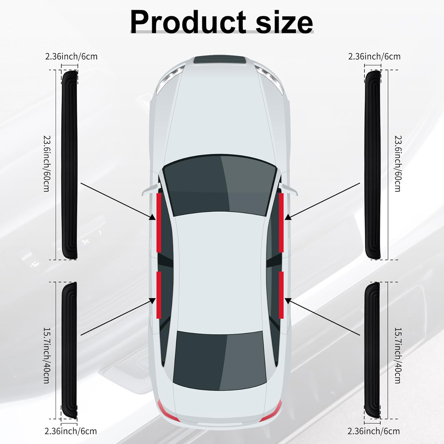 SINGARO Car Door Threshold Protection, 4PCS Universal Rubber Scratch Resistant Exterior Accessories - Door Width 23.6X2.36Inch (Black)