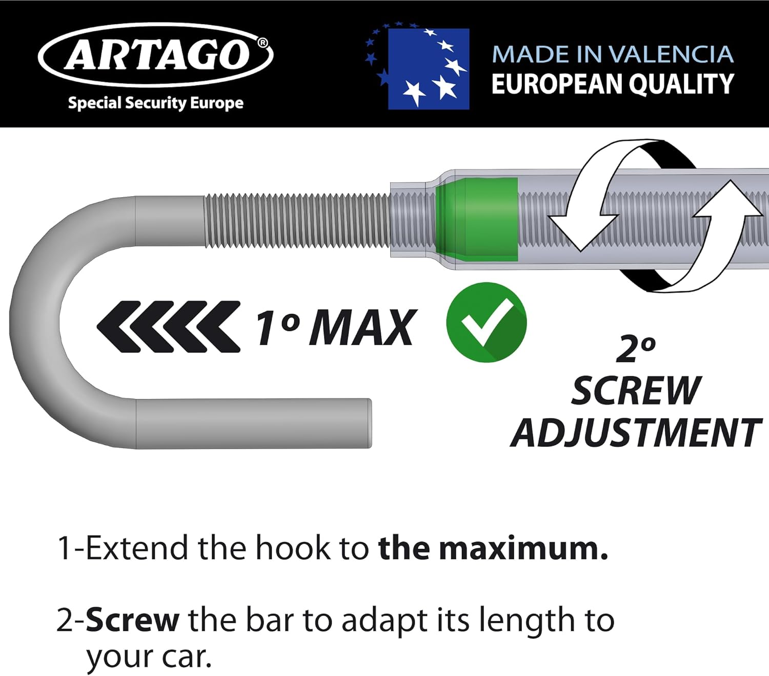 ARTAGO 871 High-End Steering Wheel Brake Pedal Lock, Stronger Rocking Locking, Easy Hook System, High Security Anti-Drill Lock, Universal Clutch anti Theft Bar Lock Device for Car Truck Van, Camper image number 6