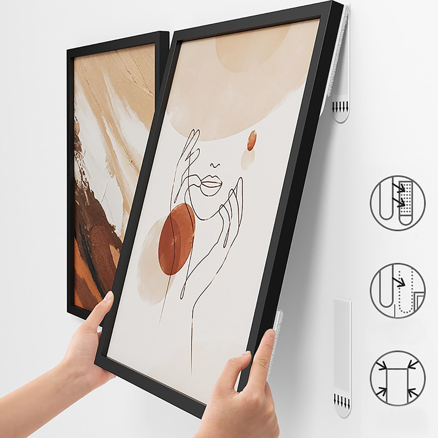 SILHOL 36 Pairs Picture Hanging Strips Heavy Duty, Removable Hook and Loop Tape Picture Hanger Damage Free, for Frames, Art and Photos, 3 Sizes image number 1