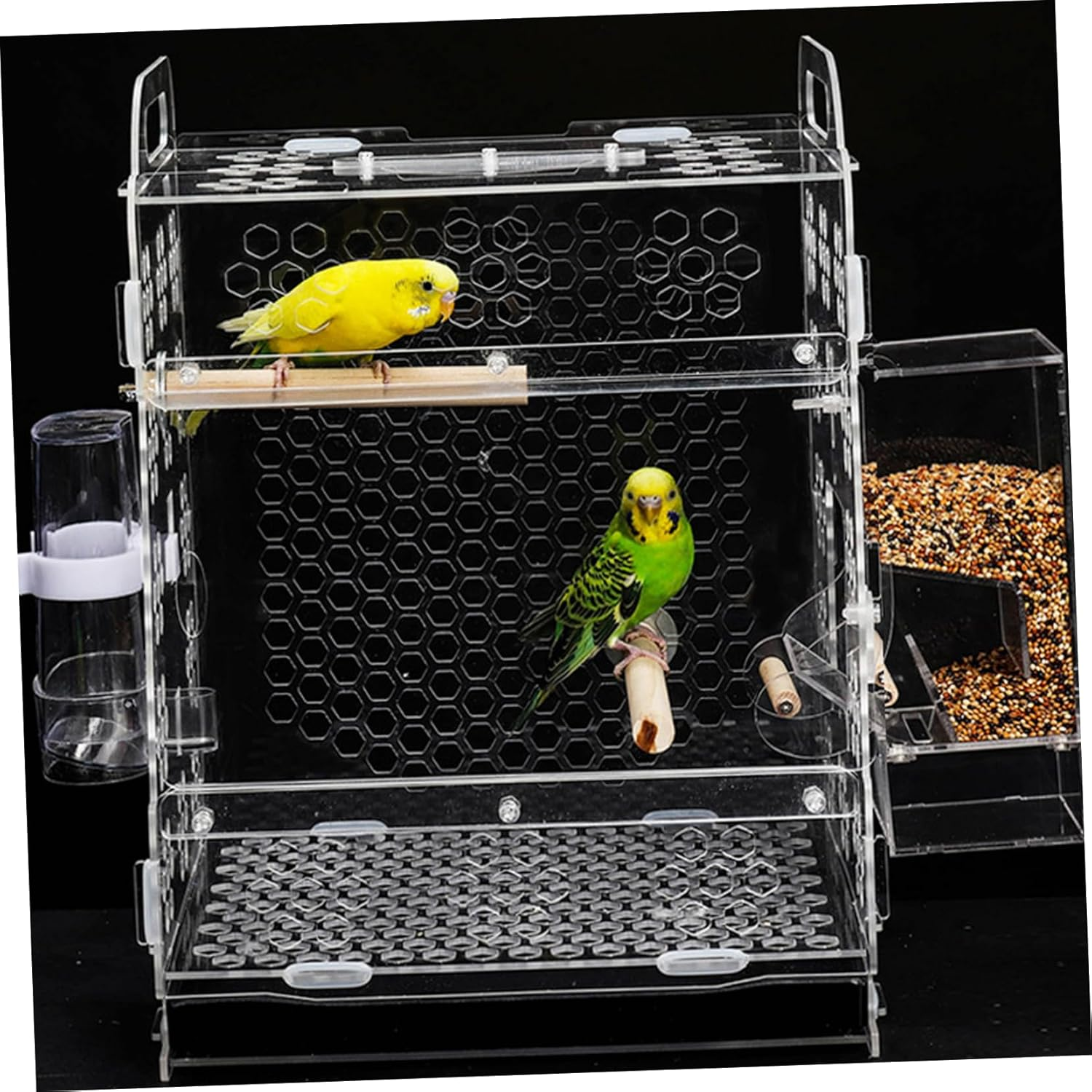 Minkissy Acrylic Parrot Cage Spacious Interior Sturdy Tear-Resistant Small Bird Nest House Good Airflow Simple PET Bird Supply image number 4
