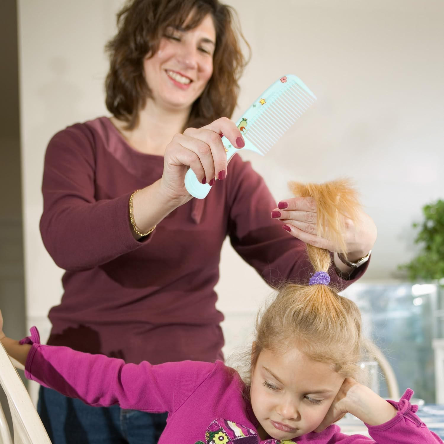2Pcs Capybara Baby Hair Comb Set, Adorable Plastic Fine Tooth & Rat Tail Mini Combs for Toddlers and Kids Anti-Static Combs for Dry Hair (Green)