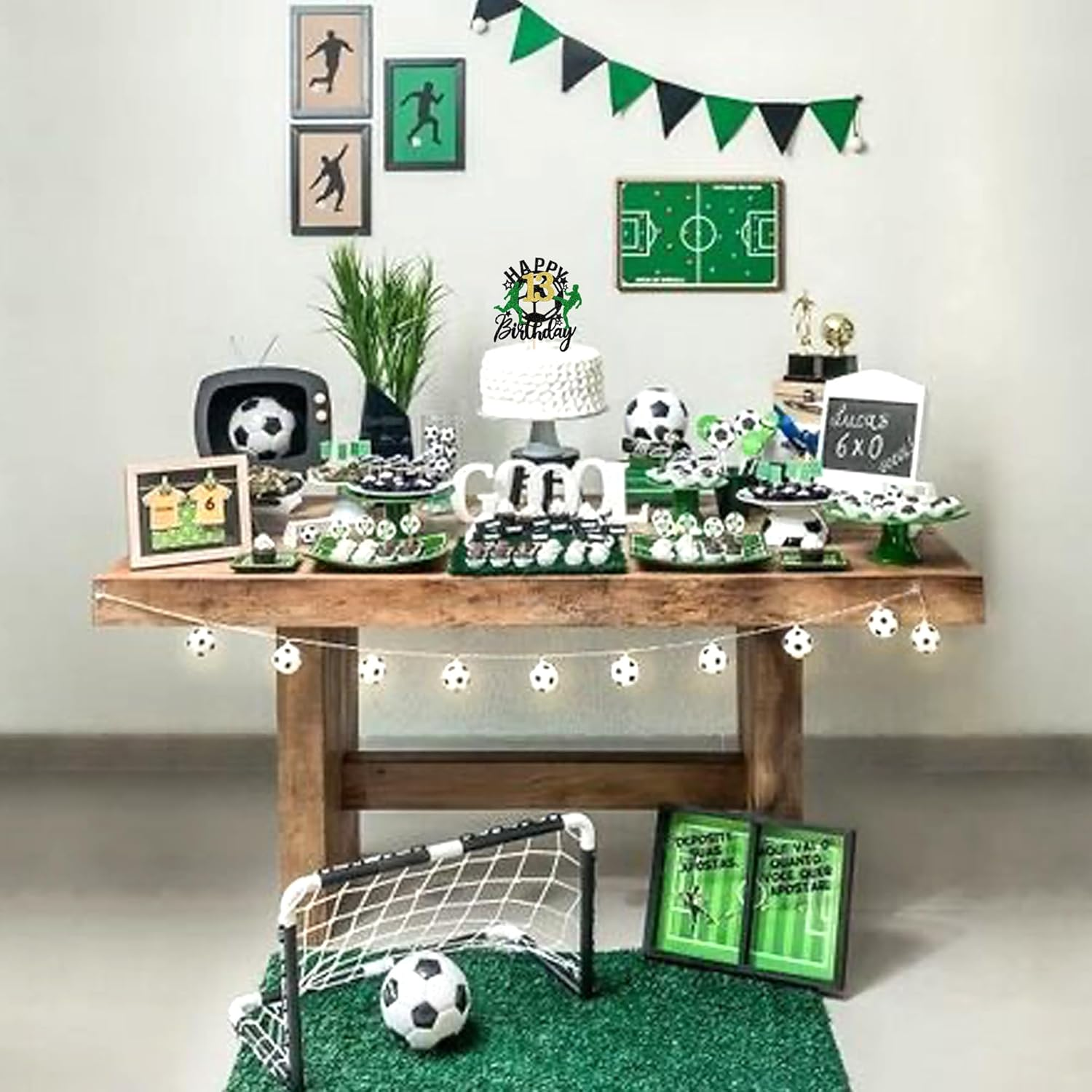 1 Pack Soccer Happy 13Th Birthday Cake Topper Sport Soccer Ball Cake Picks for Football Theme Teenagers 13Th Birthday Party Cake Decorations Supplies