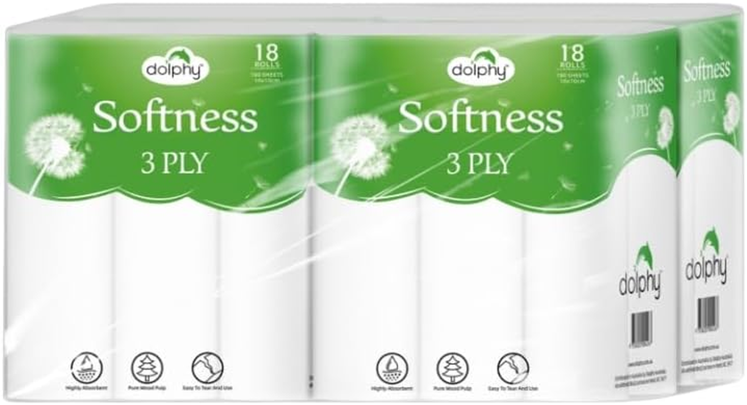 Dolphy 3-Ply Toilet Paper 72 Rolls (18 Rolls X 4 Packs), 180 Sheets per Roll, Ultra Soft White Bathroom Tissue, Septic Safe, Bulk Pack for Home, Office & Hotels image number 3