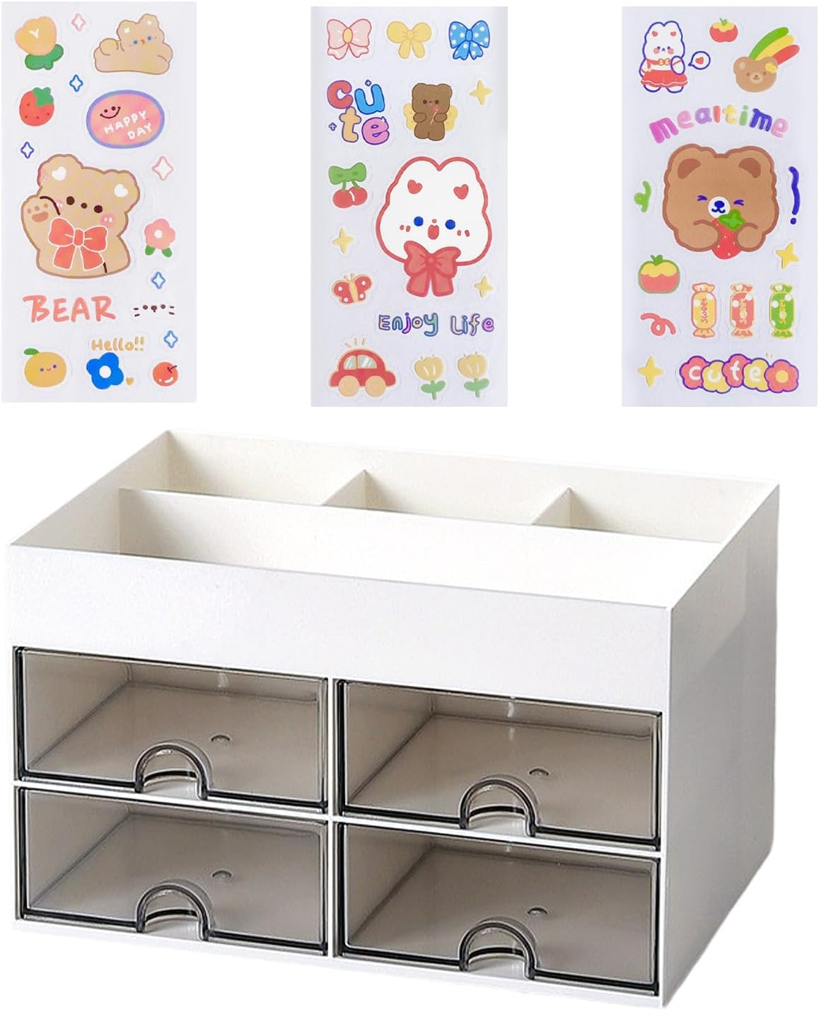 MEMOFYND 1 Piece Desk Organiser with 3 DIY Stickers, Desk Storage Drawer, Fixed Organiser, Desk Accessories, Drawer Organiser. image number 3