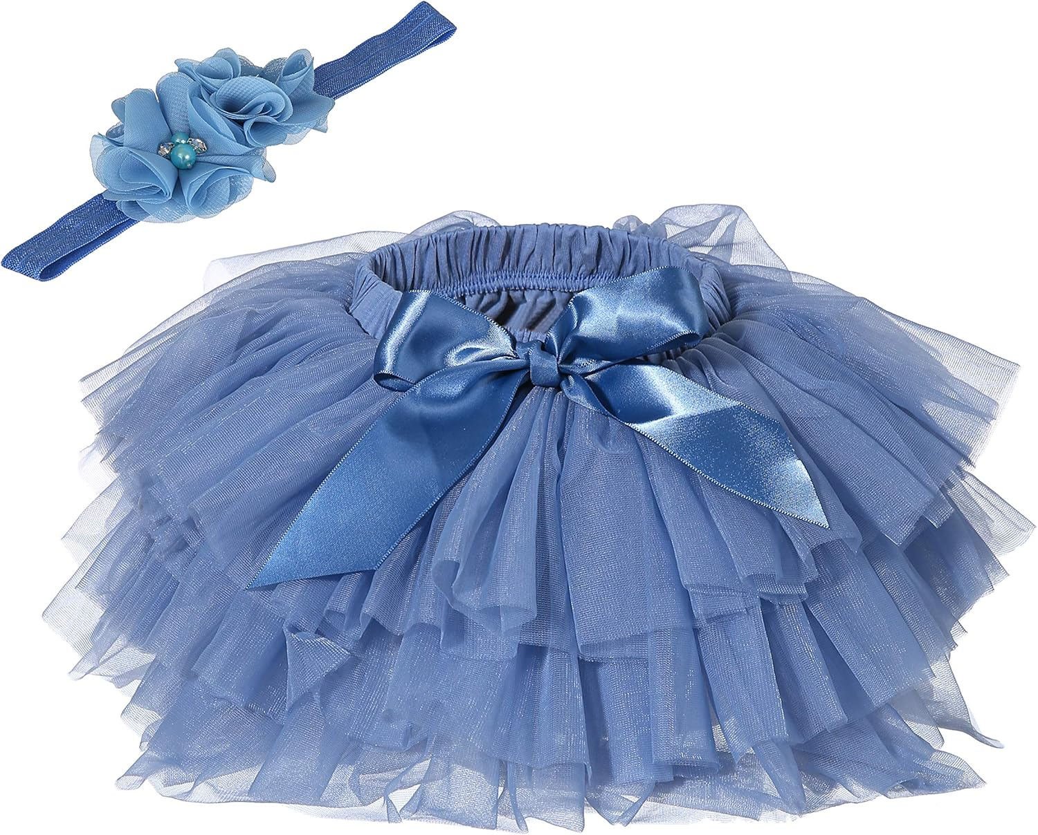 Baby Girls Tutu Skirt Headband Set Toddler Ruffle Tulle Diaper Covers 6-24 Months image number 1