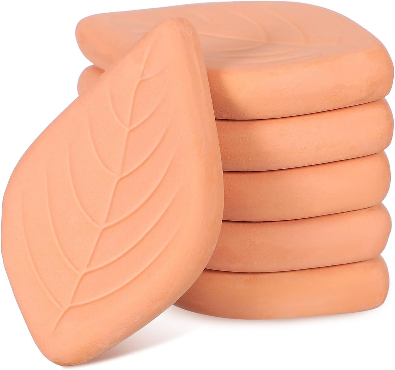 Sosoport 6-Pack Terracotta Sugar Saver Leaf Shape Reusable Brown Sugar Softener for Food Storage Containers Kitchen Organisation image number 4