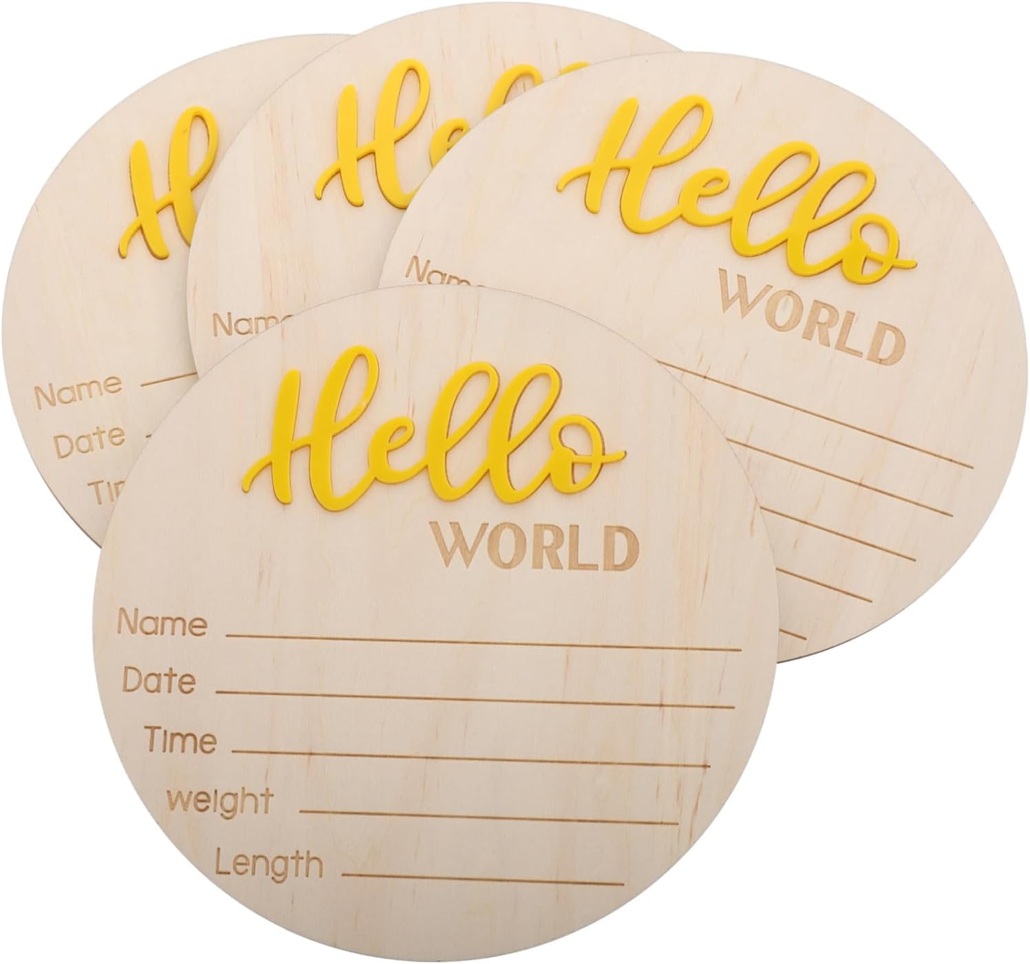 HANABASS Wooden Birth Sign Card Newborn Announcement Prop Wooden Circles Discs for Boy Girl Arrival Photo Props