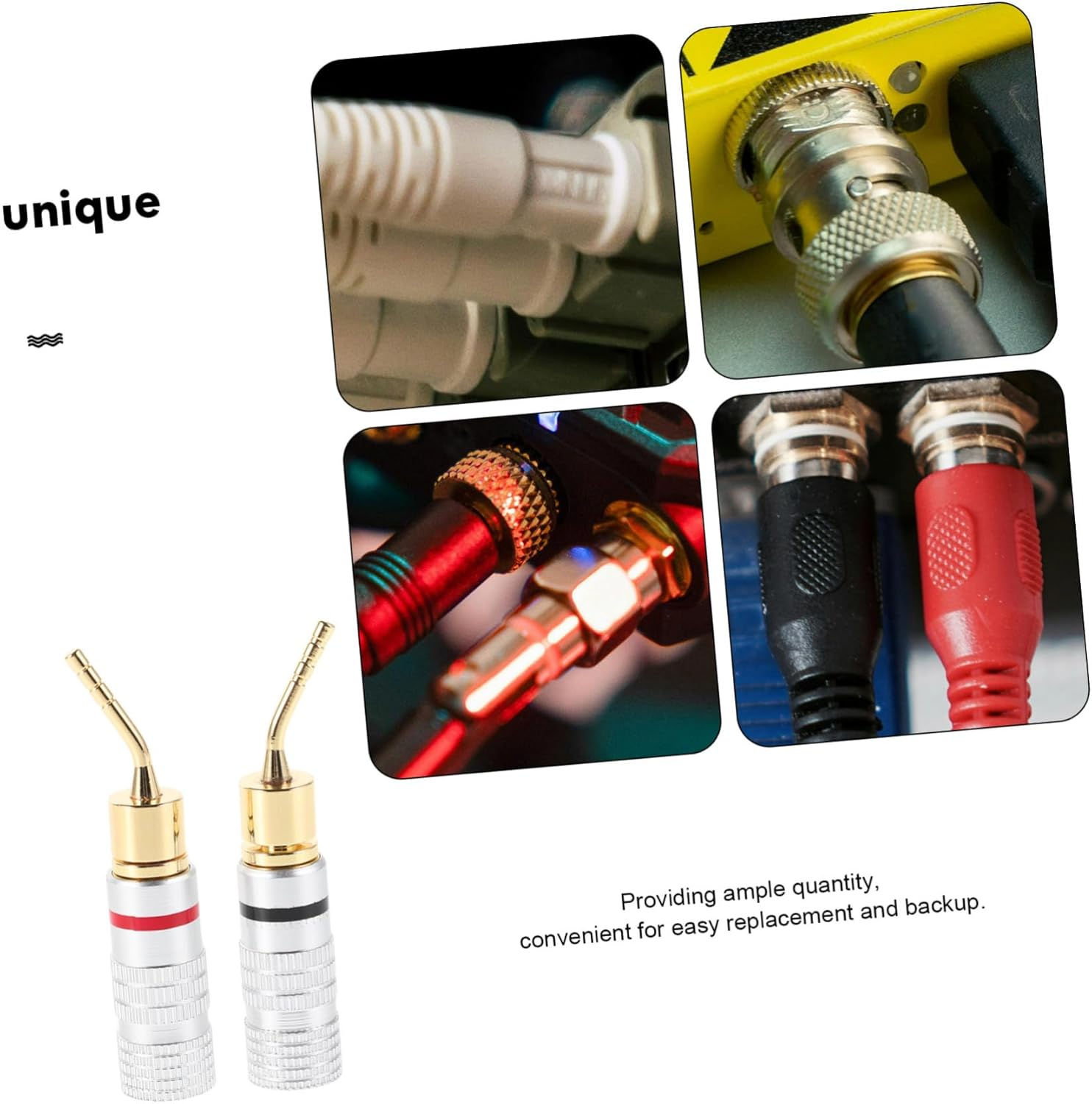 OKUMEYR 4Pcs Screw Type Banana Plugs Speaker Cable Connectors with Terminals Colorcoded Black for Polarity Identification Audio Wire Accessories for Hifi Amplifiers and Home Theater image number 6