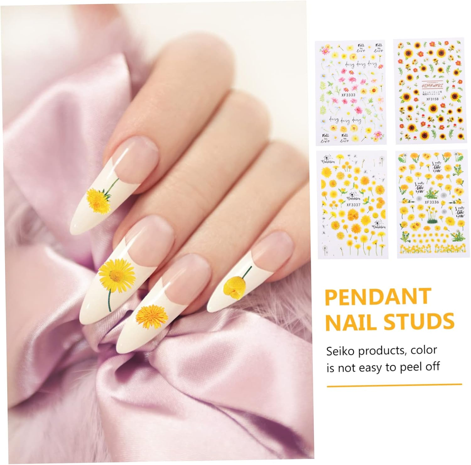PAMINGONO 8Sheets DIY Sunflower Nail Art Stickers for Women Girls Nail Decals Decor image number 3