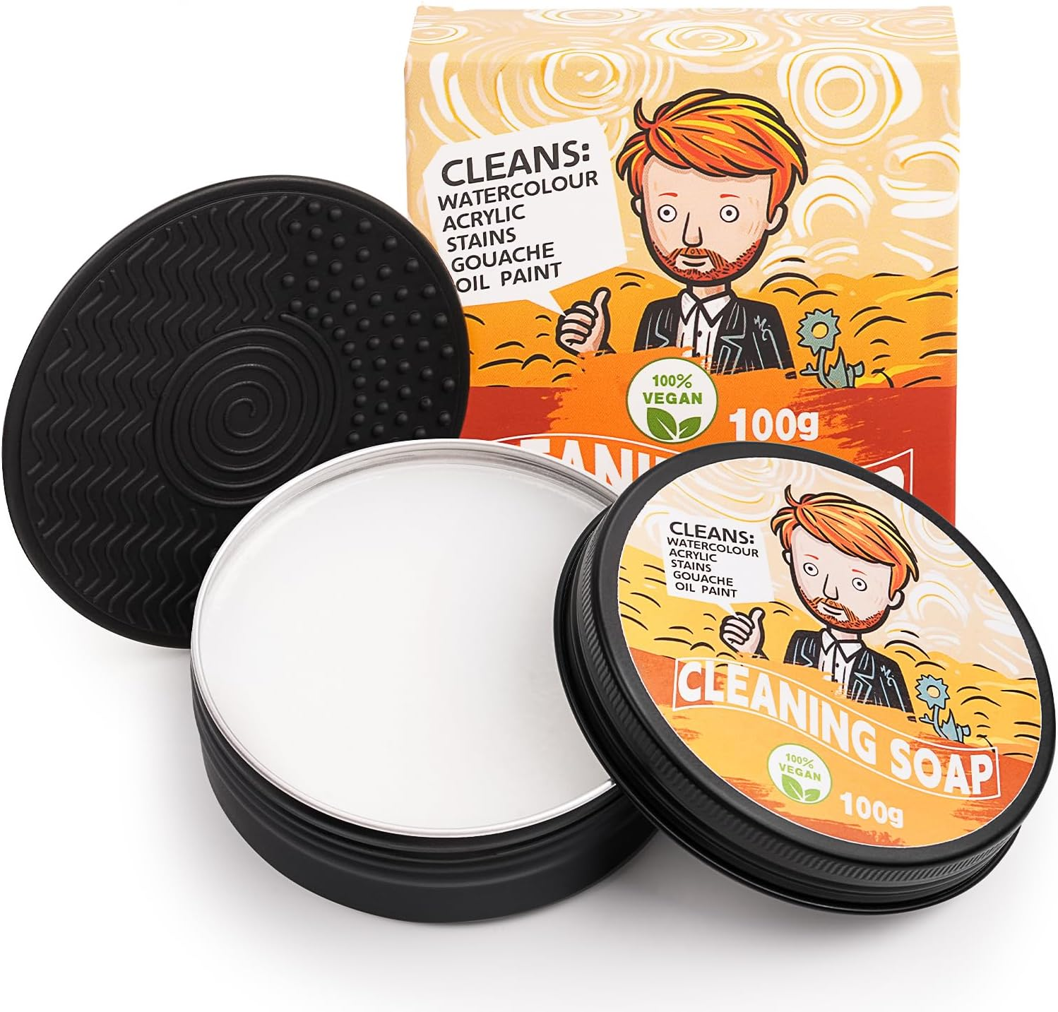 Paint Brush Cleaner - 100% Vegan Paint Brush Cleaner Soap for Watercolor & Acrylic Paint Brushes, Natural Paint Brush Soap | Reconditions, Cleans & Maintains the Brush Head image number 1