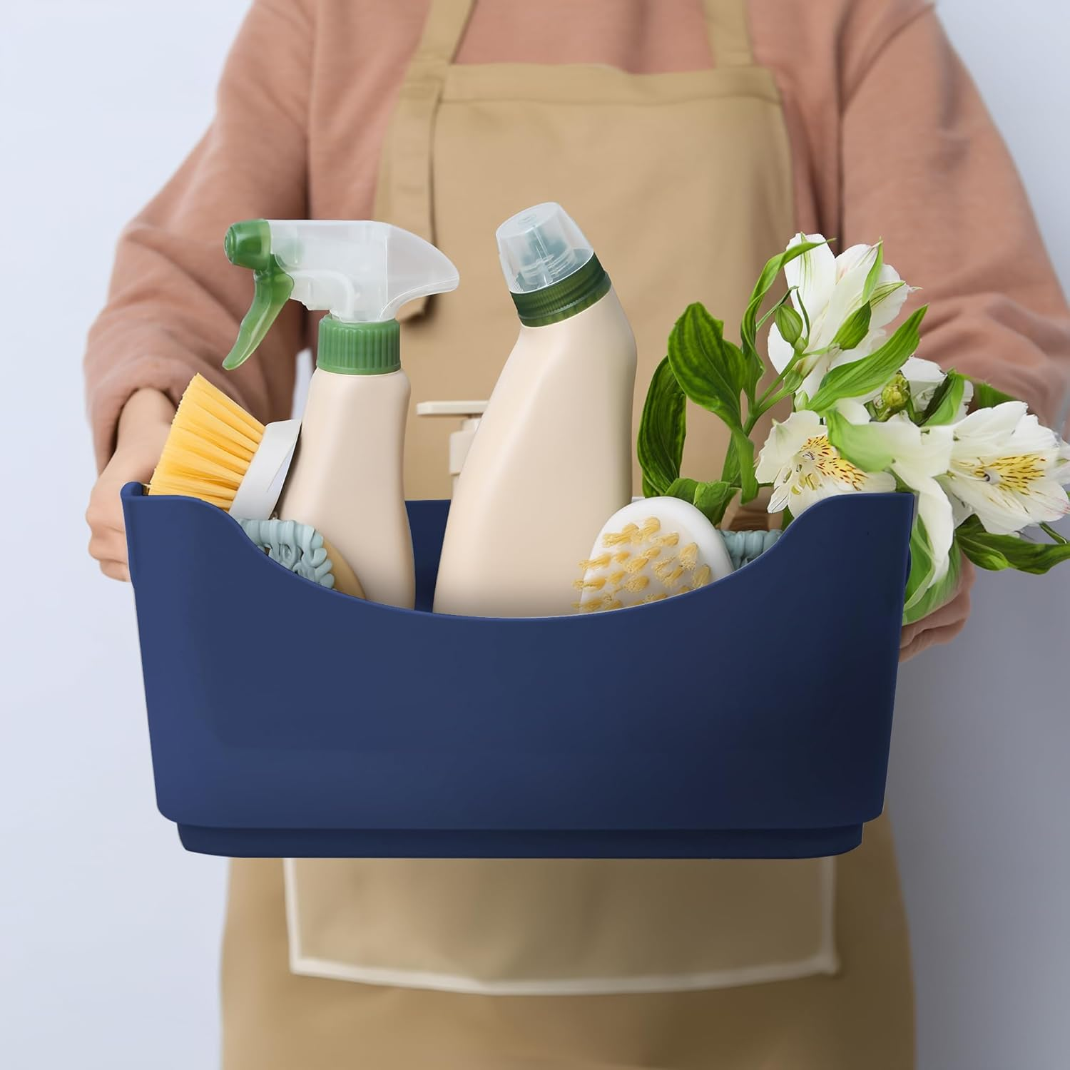 KEPLIN Plastic Studio Basket - Container Boxes for Storage Organising in Home or Office - Suitable for Shelfs Drawers Laundry Cupboard (Navy, Set of 6) image number 1