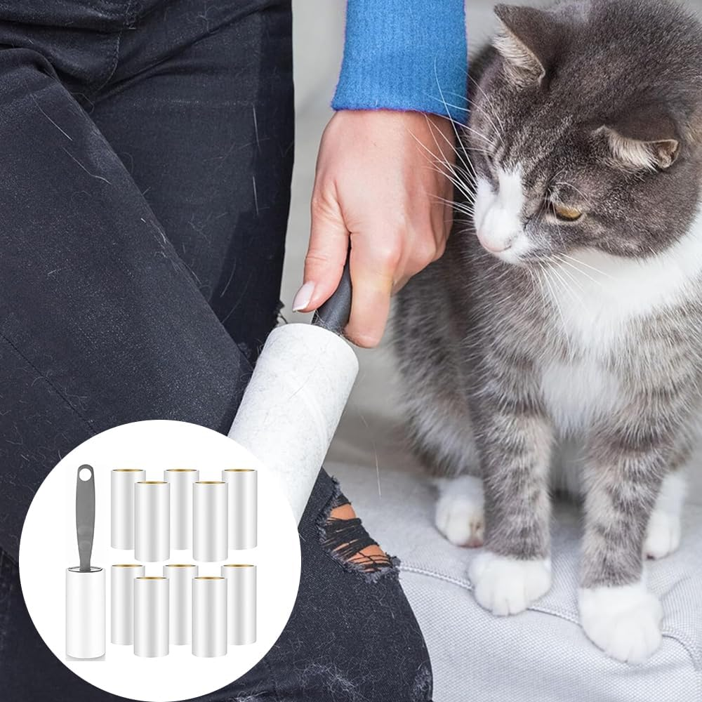 Lint Roller, Pet Hair, 10 Rolls, 600 Sheets, Extra Sticky Lint Remover, Portable Lint Roller for Clothes, Hair, Sofa, Bed, Cat Hair, Dog Hair