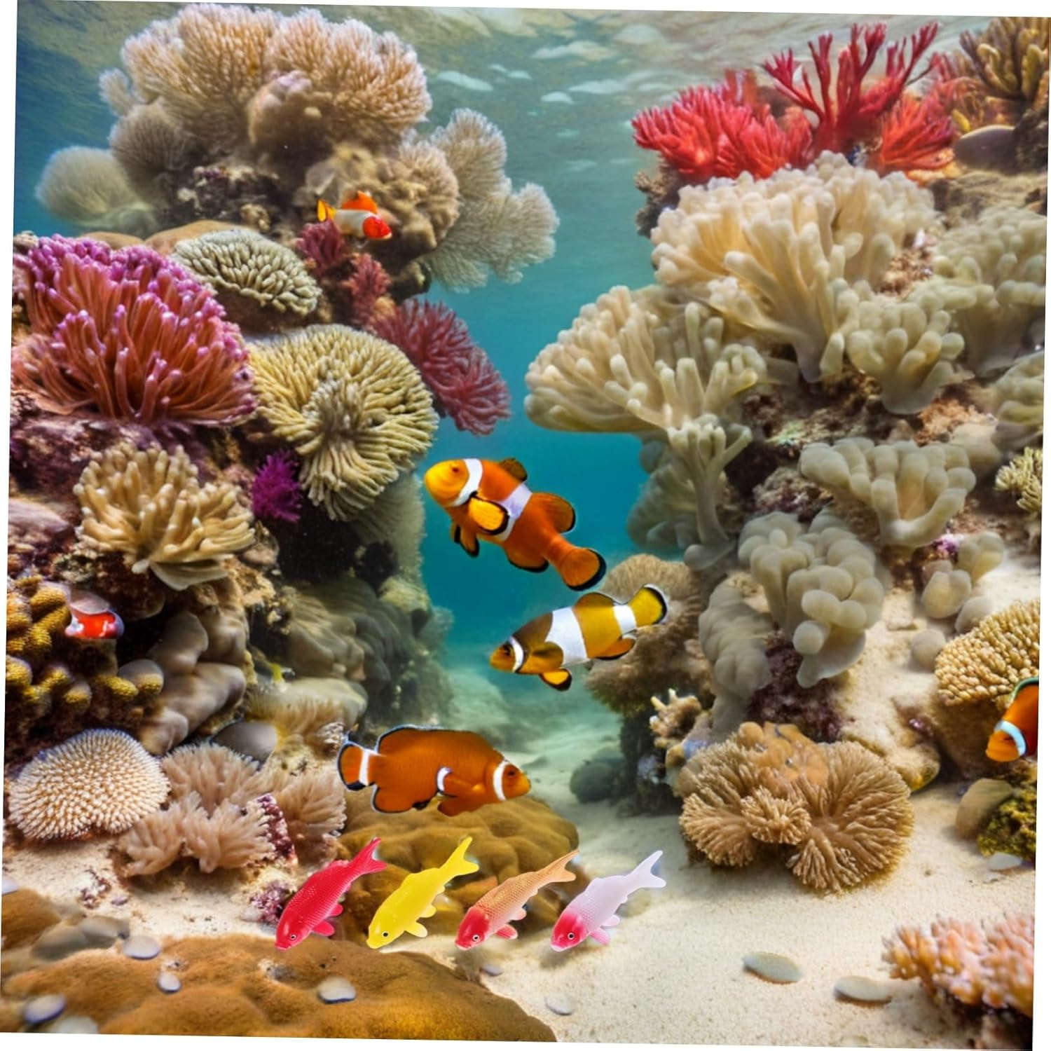 VICASKY 4Pcs Simulated Ornamental Fish Fake Pet Fish Floating Koi Statue for Aquarium Decoration Small Tank image number 3