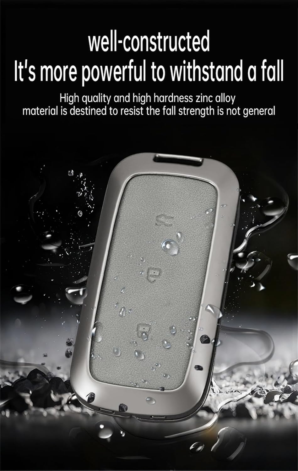 Ontto Car Key Fob Cover Case Fit for Geely EX5 Galaxy L6 L7 E8 E5 Proton E.Mas 7 2026 2025 2024 Smart Key Holder Metal Leather Shell Keyring Car Styling Accessories 3 Buttons Short Keychain-Brown - Long Keychain-Brown image number 3