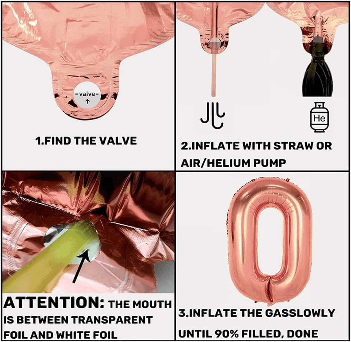 Rose Gold Balloons Party Decorations Supplies for Birthday, Wedding Decorations, Including Happy Birthday Banner, Sequin Table Runner, Rose Gold Balloons, Foil Fringe Curtains image number 4