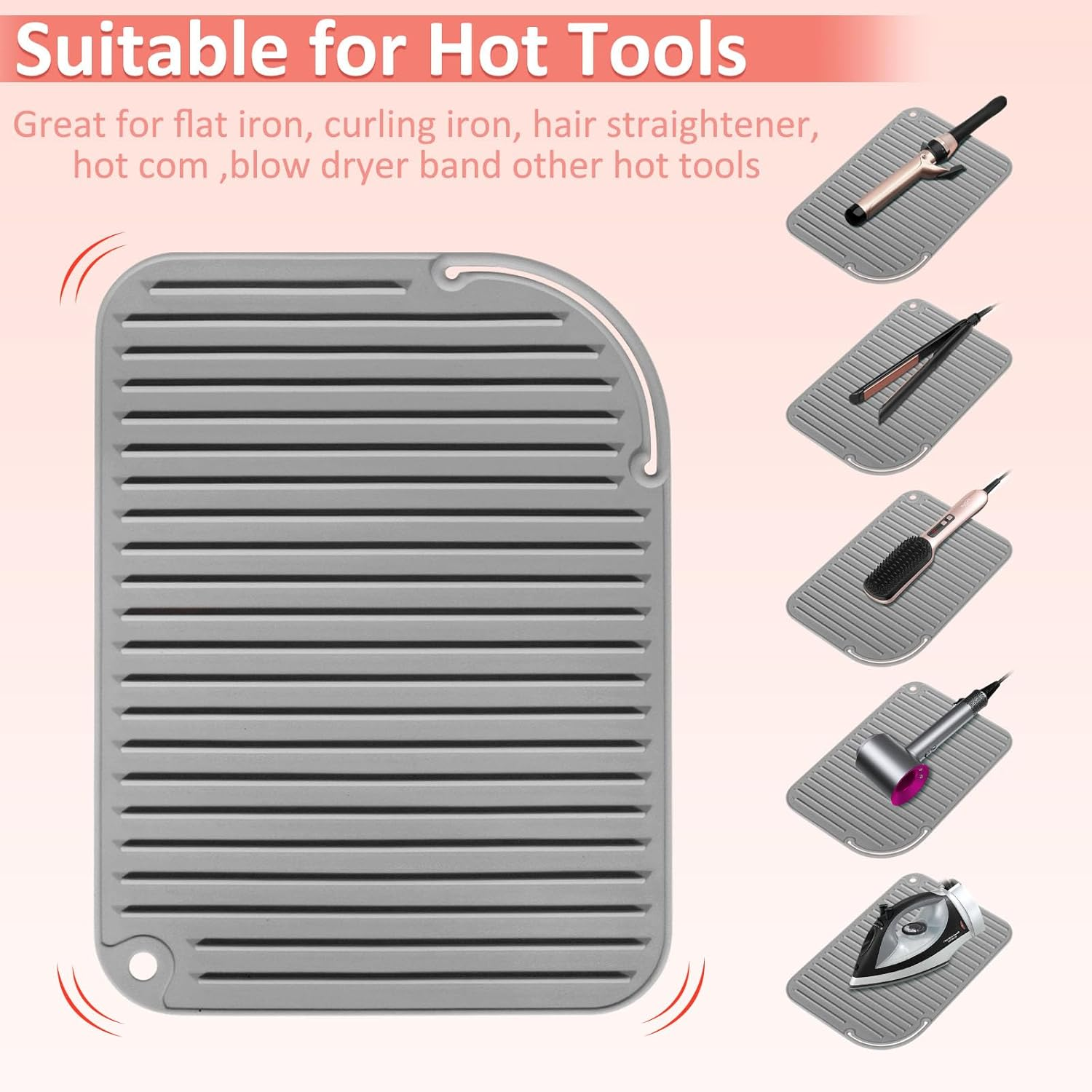 Quccefods Hairdressing Tools Silicone Heat Resistant Mat for Curling Irons, Hair Straighteners, Hair Styling Tools and Flat Irons image number 4