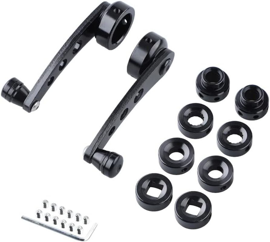 Aluminum Car Window Winder Handle, Easy Install Universal Replacement Crank for Door Glass, Black Anodized SUV Truck Automotive Window Cranks(Black)