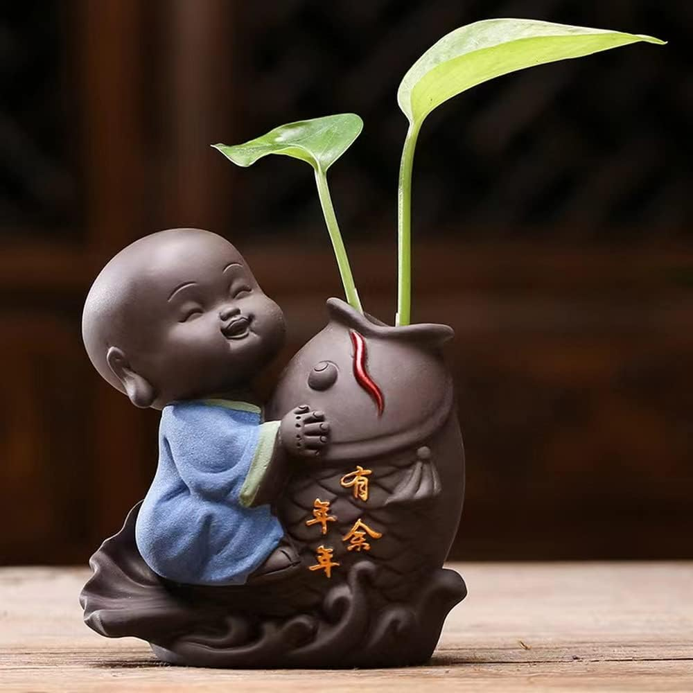 Creative Simple Ceramic No Phase Buddha Figure Monk Hydroponic Flower Arrangement Device Home Office Desktop Small Ornaments (橙子) image number 2