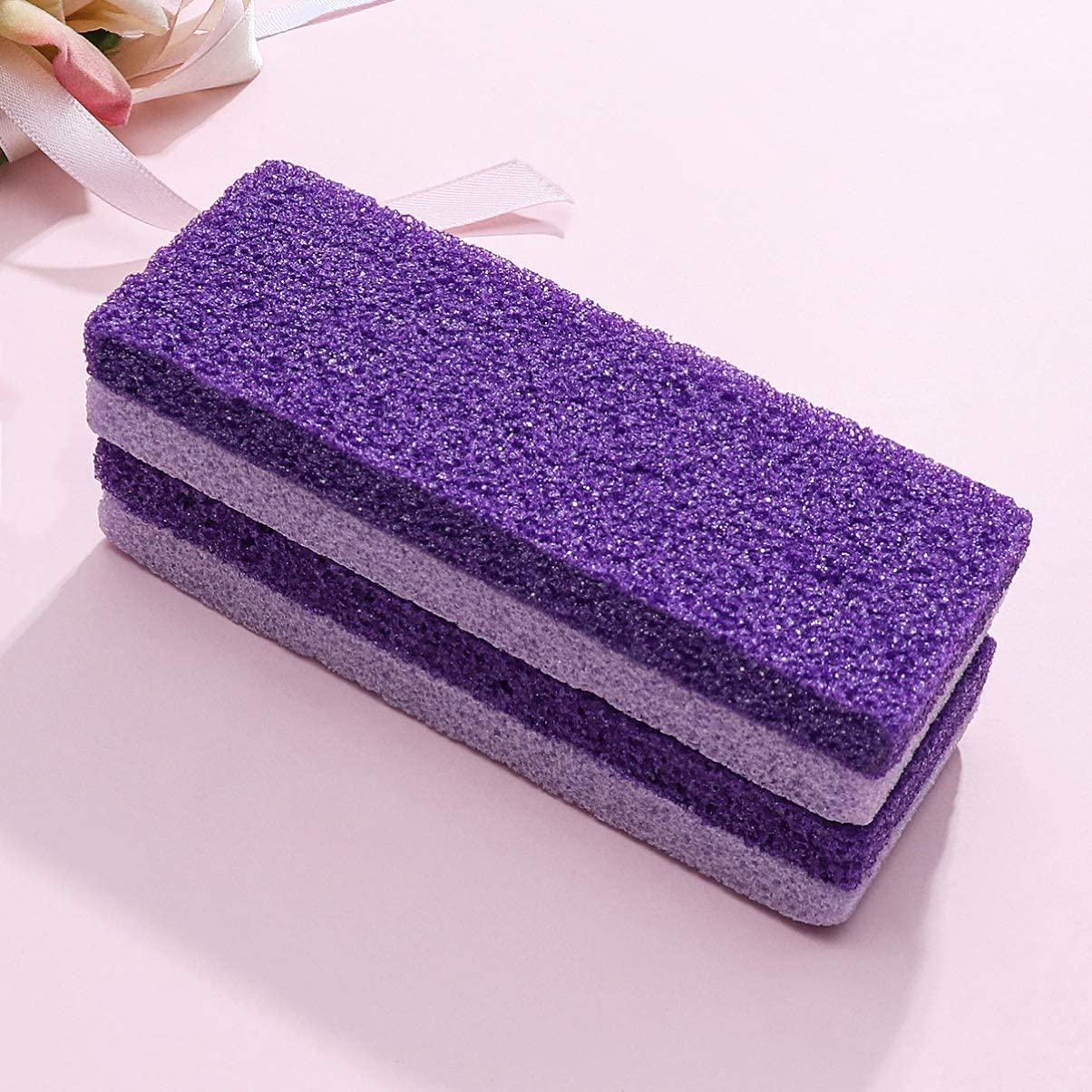 HEALIFTY 2Pcs Foot Pumice Stone Exfoliator Pedicure File Block Callus Remover Scrubber (Purple) image number 1