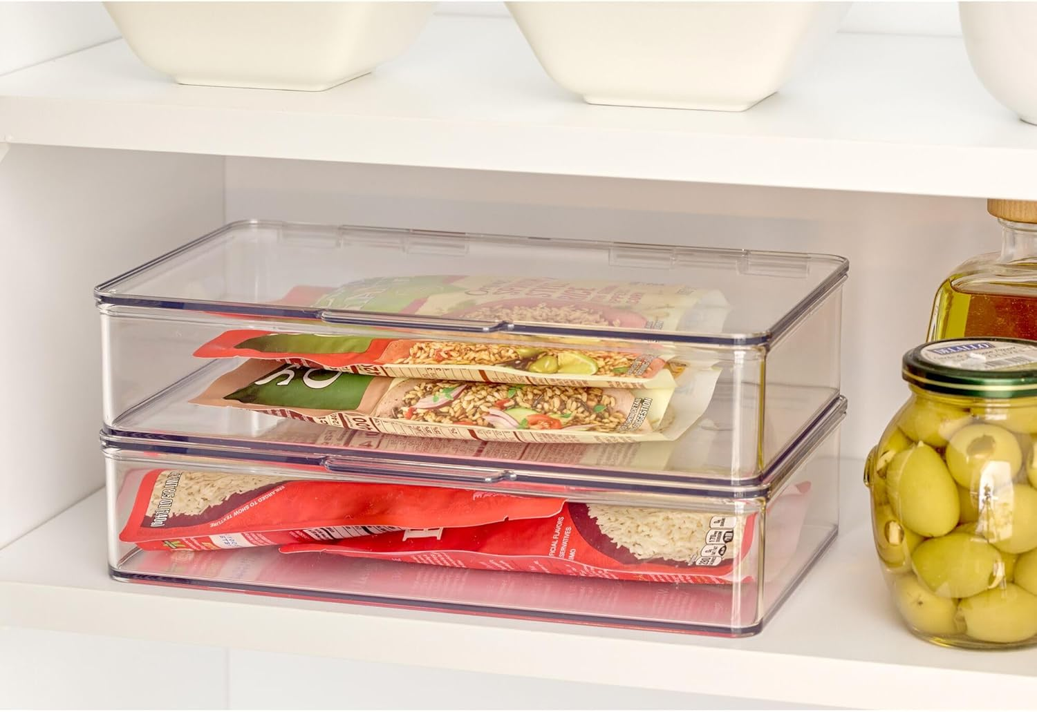 Interdesign Cabinet/Kitchen Binz Stackable Kitchen Storage Container, 7.1" X 10.7" X 2.3", Clear image number 3