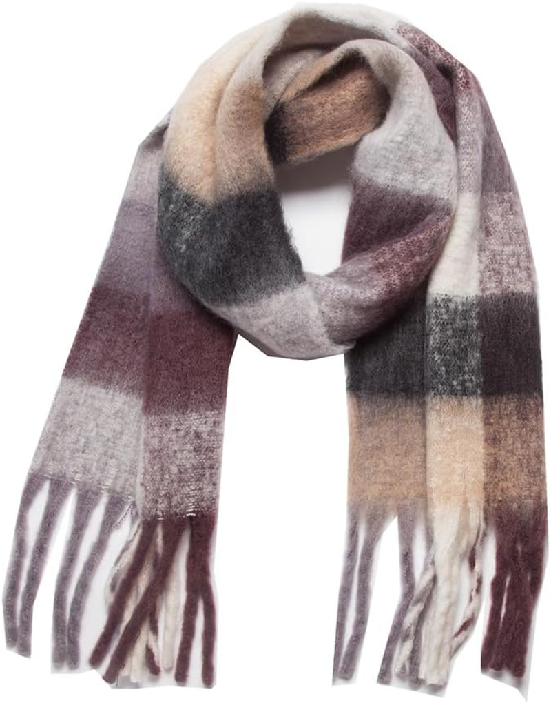 Young_Me Women'S Cashmere Big Coloured Checked Scarf Winter Warm Wrap Scarf - Multicolor2 image number 6