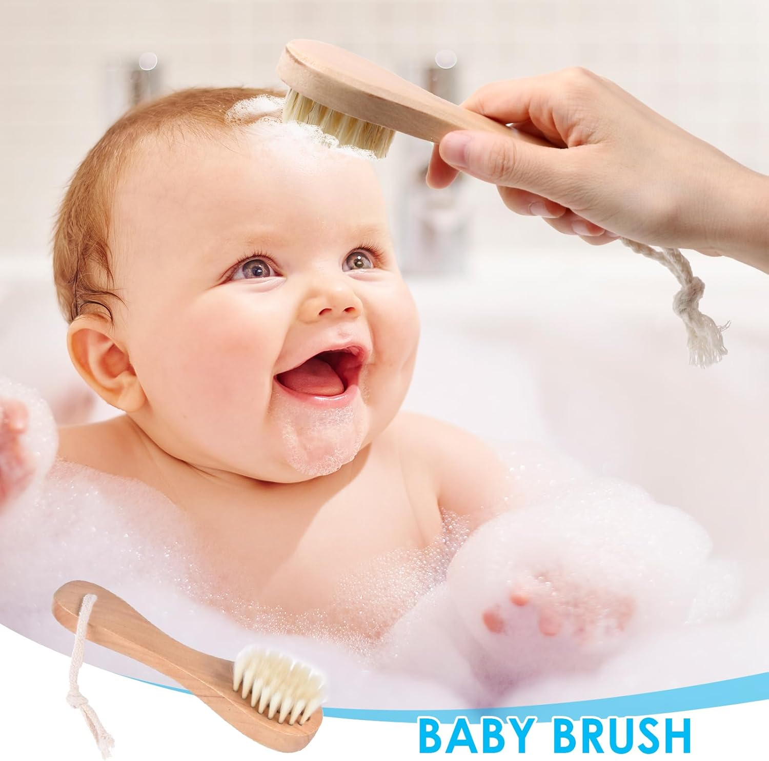 3 Pcs Baby Hair Brush with Ultra-Soft Goat Bristles Brush - Baby Cradle Cap Brush Set for Newborns & Toddlers, Natural Wooden Handle for Delicate Scalps, Perfect for Daily Care & Bath Time image number 1