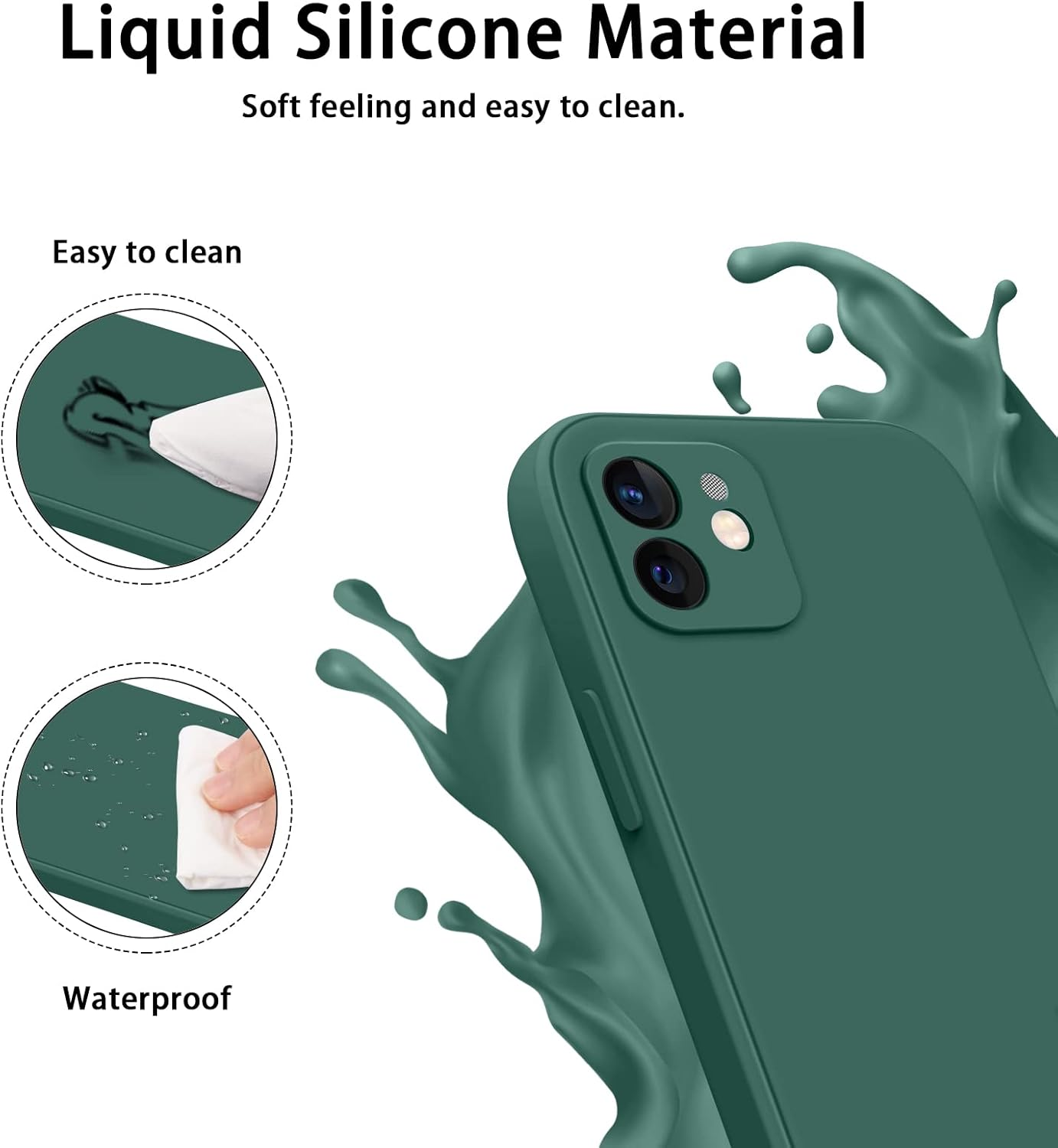 Meliya Case for Iphone 12 Case, Slim Stylish Silicone Full-Body Protective Shockproof Bumper Cover for Iphone 12 6.1 Inch (2020) Phone Case (Dark Green) image number 4