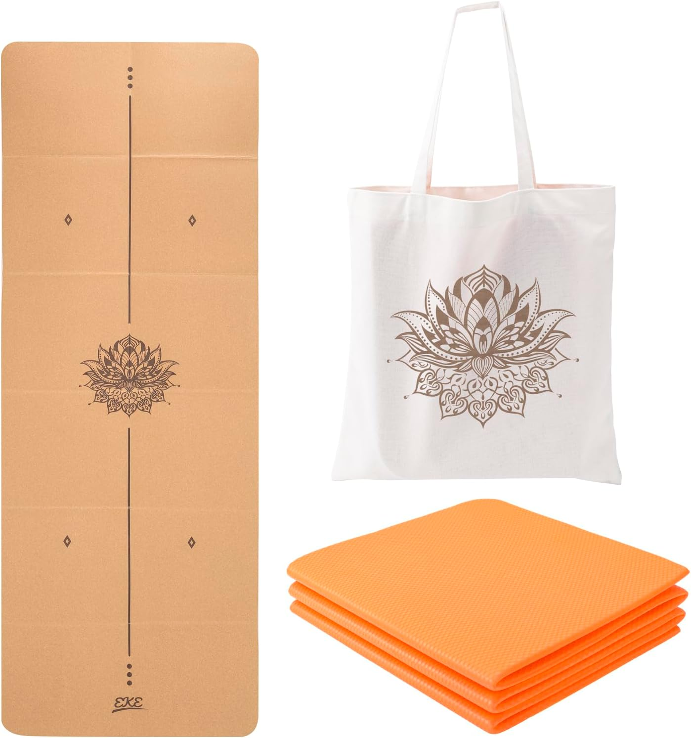 EKE Cork Folding Yoga Mat, 5Mm Thickness, Standard Size, Foldable, Lightweight and Portable, Travel, Suitable for Yoga, Pilates, Fitness, Sports, Training, Comes with Canvas Carry Bag Good Gift image number 3