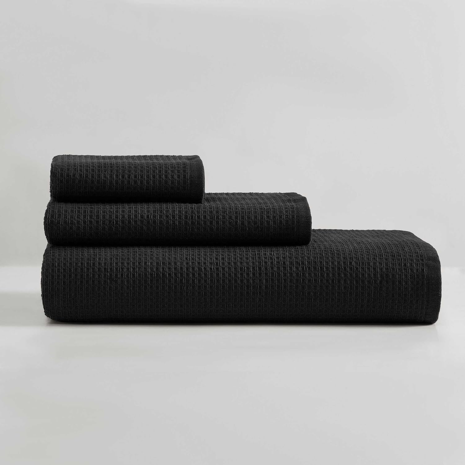 Calvin Klein - Towel Set, Soft & Absorbent Cotton Towels, Modern Bathroom Decor (Eternity Solid Black, 3-Piece)