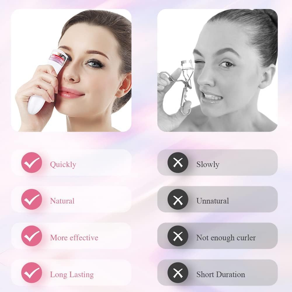 Touchbeauty Heated Eyelash Curler, Professional Eyelash Curler with Heating Silicone Curling Pad Curling Tool for Women Long Lasting Naturally Eyelashes Tb-2016A-W, WHITE