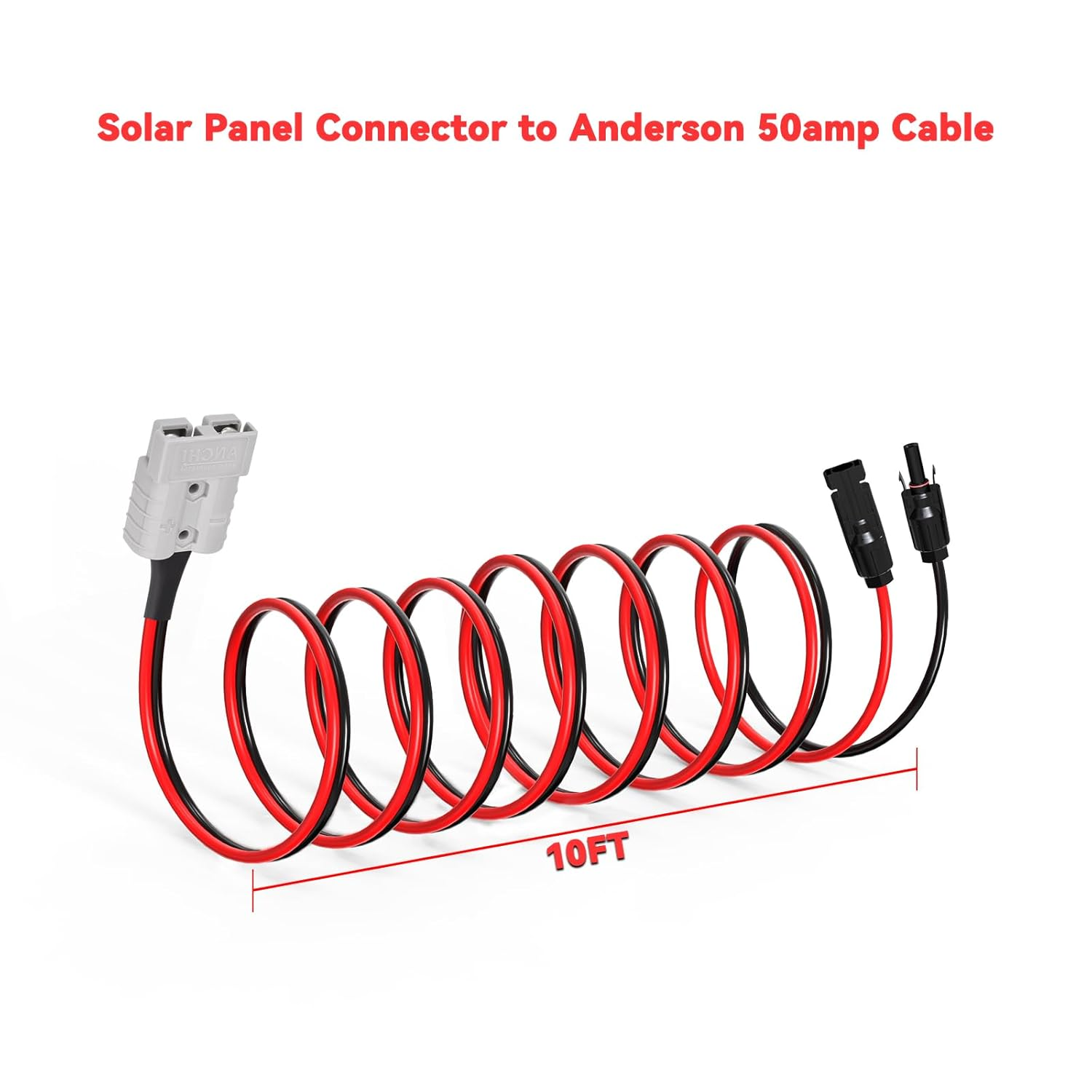 ELFCULB Solar to Anderson Plug, 10AWG Anderson 50A to Solar Plug Cable for Solar Panels, RV, Solar Generators (3 M) image number 1