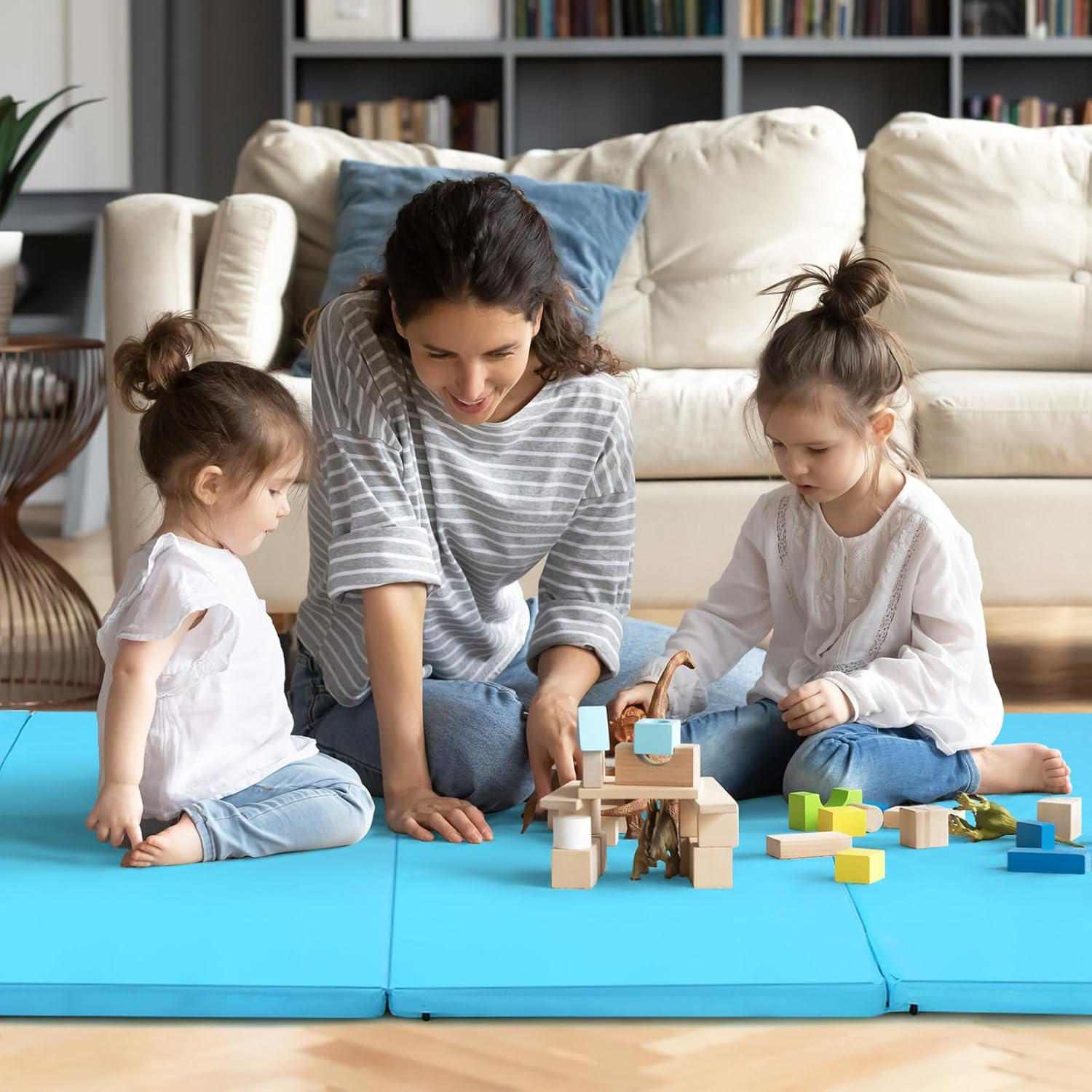 Costway Folding Gymnastics Mat, 240 Cm X 116 Cm X 5 Cm Exercise Tumbling Mat W/ Carrying Handles for Home Gym Fitness, Portable Extra Thick Panel Mat for Kids Play, Aerobics Workout, Yoga, Muscle Stretching image number 1