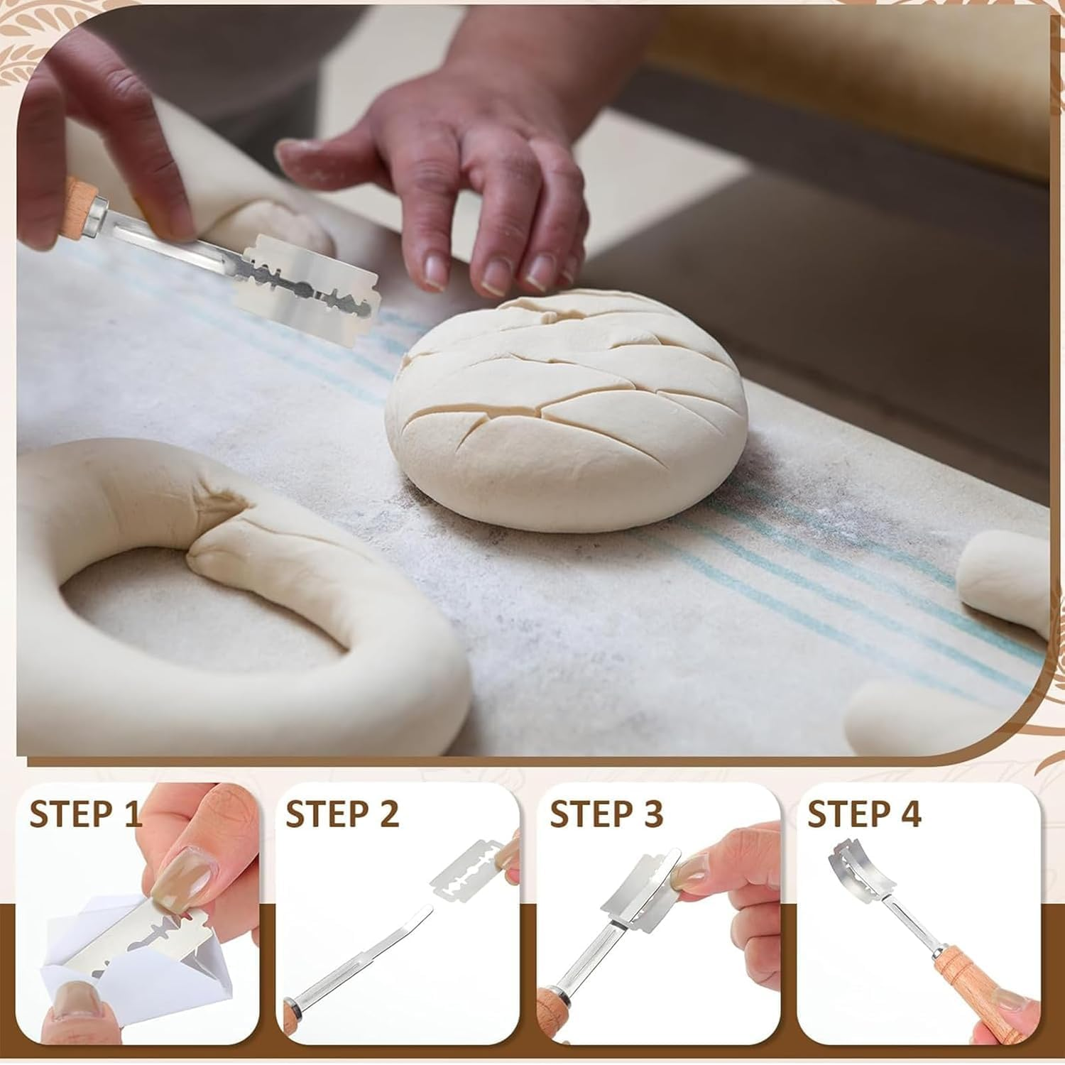 XUANZHI Baguette Bread Pan, Premium Nonstick Perforated Baguette Pan for French Bread Baking, 4 Loaves Baguette Baking Tray for Sourdough,Italian Bread, Perfect Creating Crisp Golden-Brown Crust image number 4