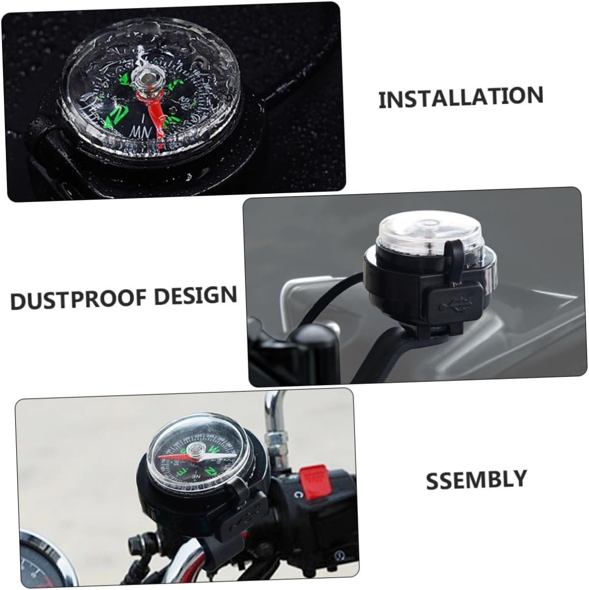 SEWOART Motorbike Phone Charger Compass for USB Fast Charging Compatible Mobile Phones and Motorbike Parts image number 2