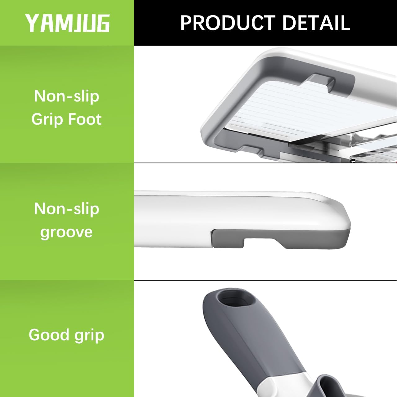 YAMJUG Handheld Mandoline Slicer, Kitchen Slicer with Adjustable Stainless Steel Blade and Food Holder,Easy to Clean, Good Grip Fruits and Vegetable Cutter