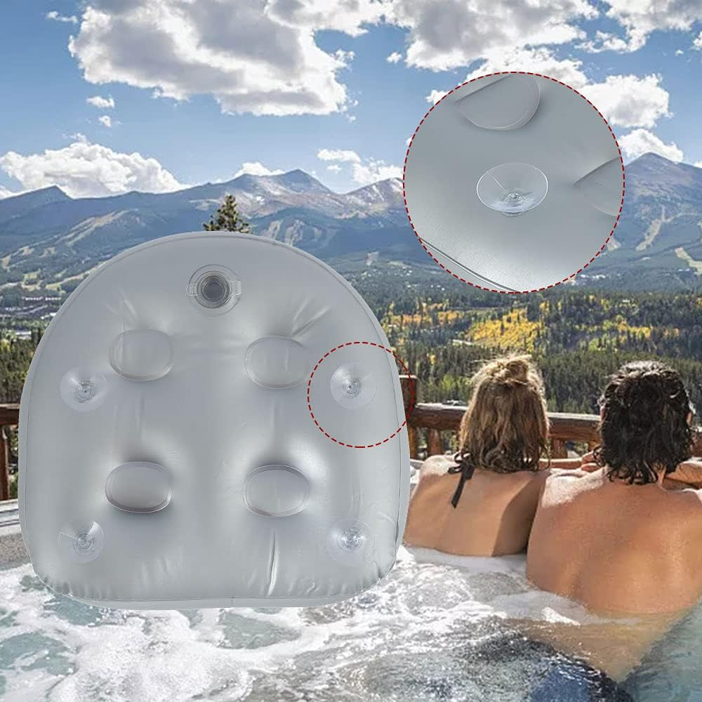 Spa and Hot Tub Booster, Soft Non-Slip Inflatable Booster Seat with Suction Cup, Comfortable Durable Seat Back Pad with Mesh for Hot Tub, Spa, Pool (Blue, 2Pcs) image number 3