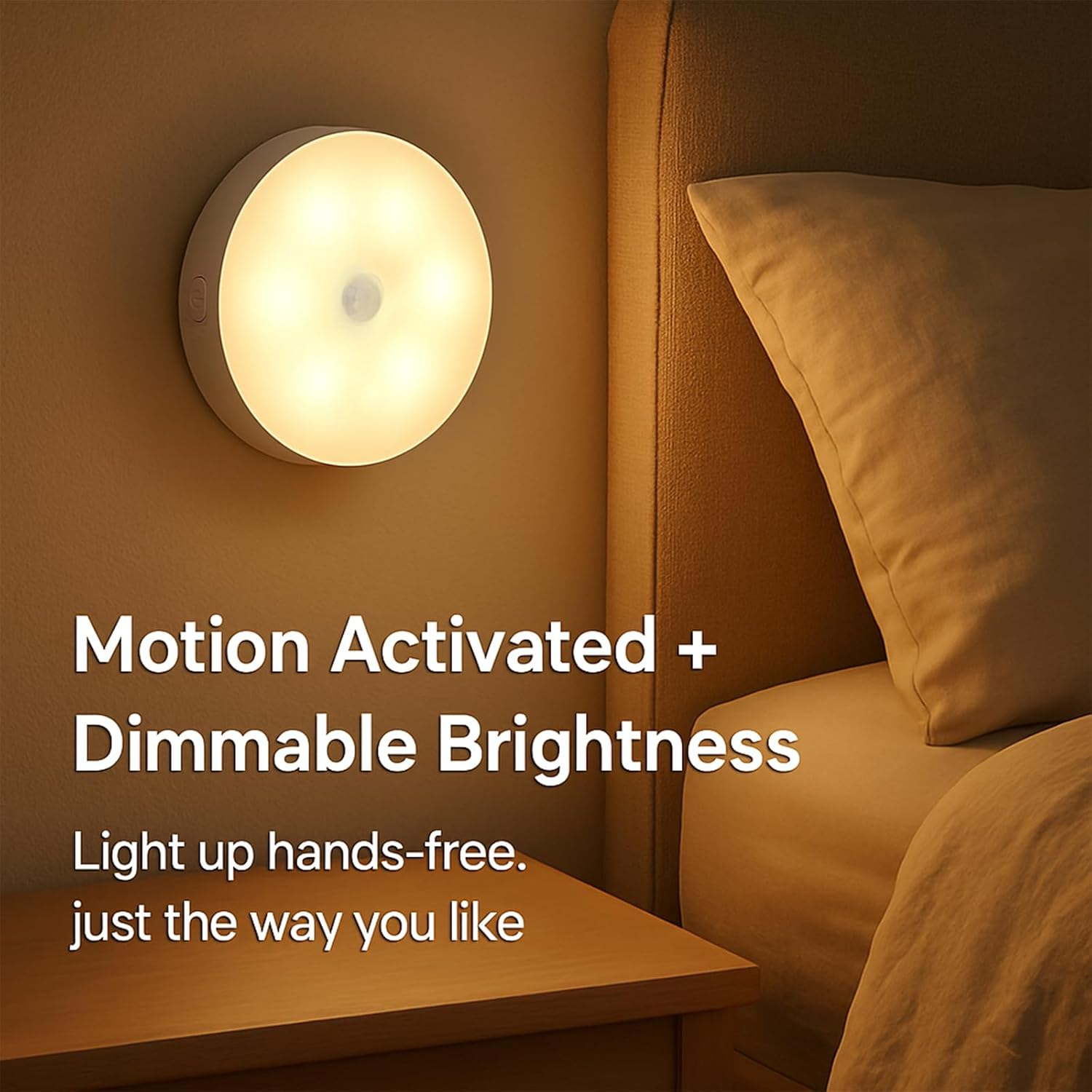 [6 Pack] LED Motion Sensor Night Light, Rechargeable, 3 Color Strip Light, USB Powered, Magnetic Mount, Auto On/Off, Wireless Human Body Sensor for Bedroom, Closet, Hallway, Anywhere Stair Light