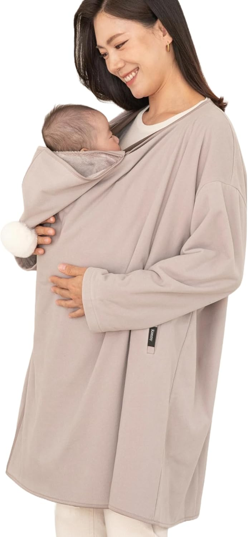 Konny Baby Carrier Winter Cover, Women'S Fleece Jacket, Maternity Coat, Nursing Hoodie (Beige, One Size) image number 6