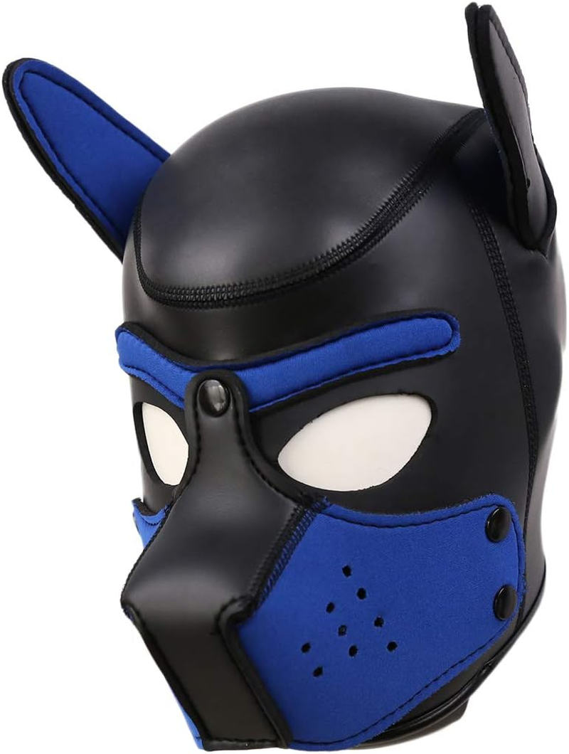 Moleney Adults Neoprene Puppy Hood Mask, Removable Cosplay Dog Full Face Pup Hood Mask image number 3