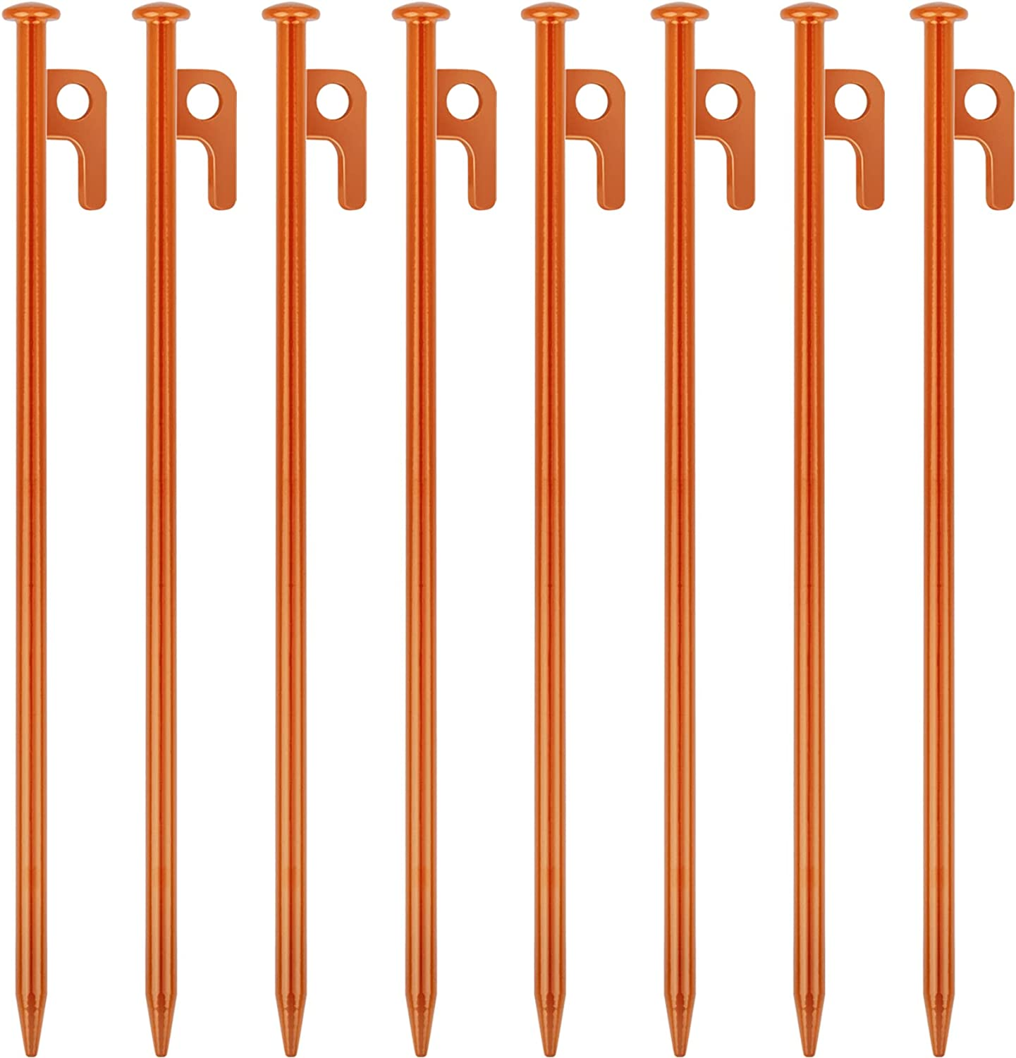 8 Pack Tent Stakes Heavy Duty 12 Inch Steel Tent Pegs for Camping Unbreakable and Inflexible-Orange