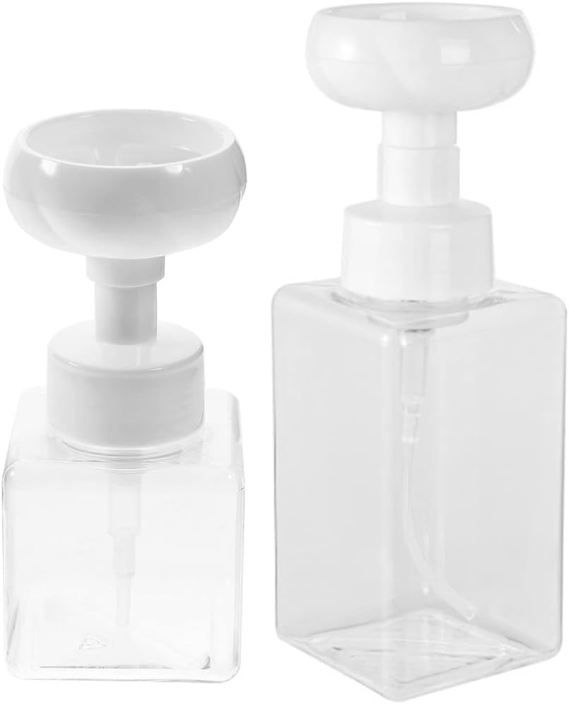 Kichvoe 2Pcs Flower Shape Foaming Hand Soap Dispensers Refillable Pump Bottles for Liquid Soap Shampoo and Lotion Transparent for Bathroom and Kitchen Counters image number 4