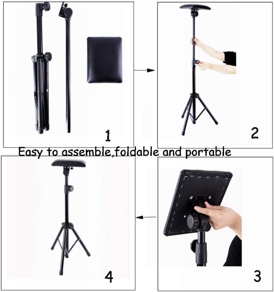 Tattoo Armrest,New Star Tattoo Foldable Sponge Pad Arm Leg Rest Stand Tripod with Adjustable Height for Tattoo Supplies PVC Leather Stands Studio Chair Stand image number 1