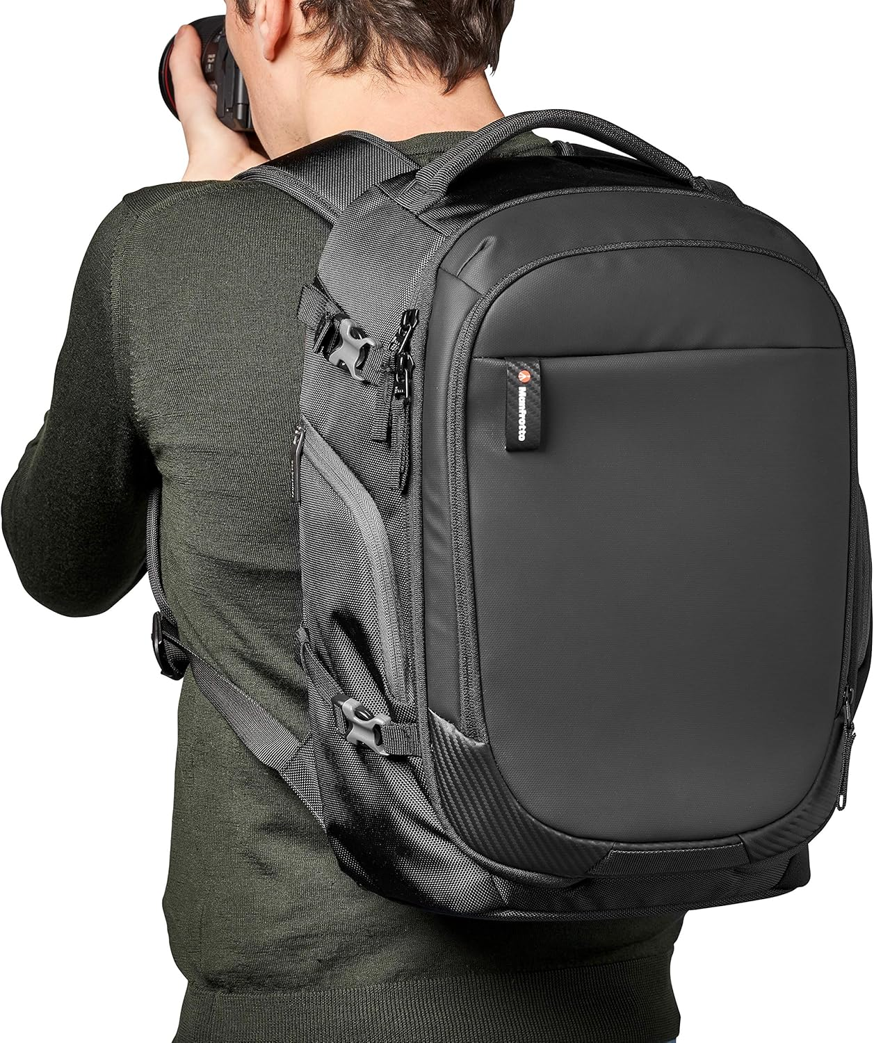 Manfrotto MB MA2-BP-GM Advanced&sup2; Gear M Camera and Laptop Backpack, for DSLR and Mirrorless with Standard Lenses, Full Front Compartment, Convertible Padded Divider System, Tripod Strap, Coated Fabric