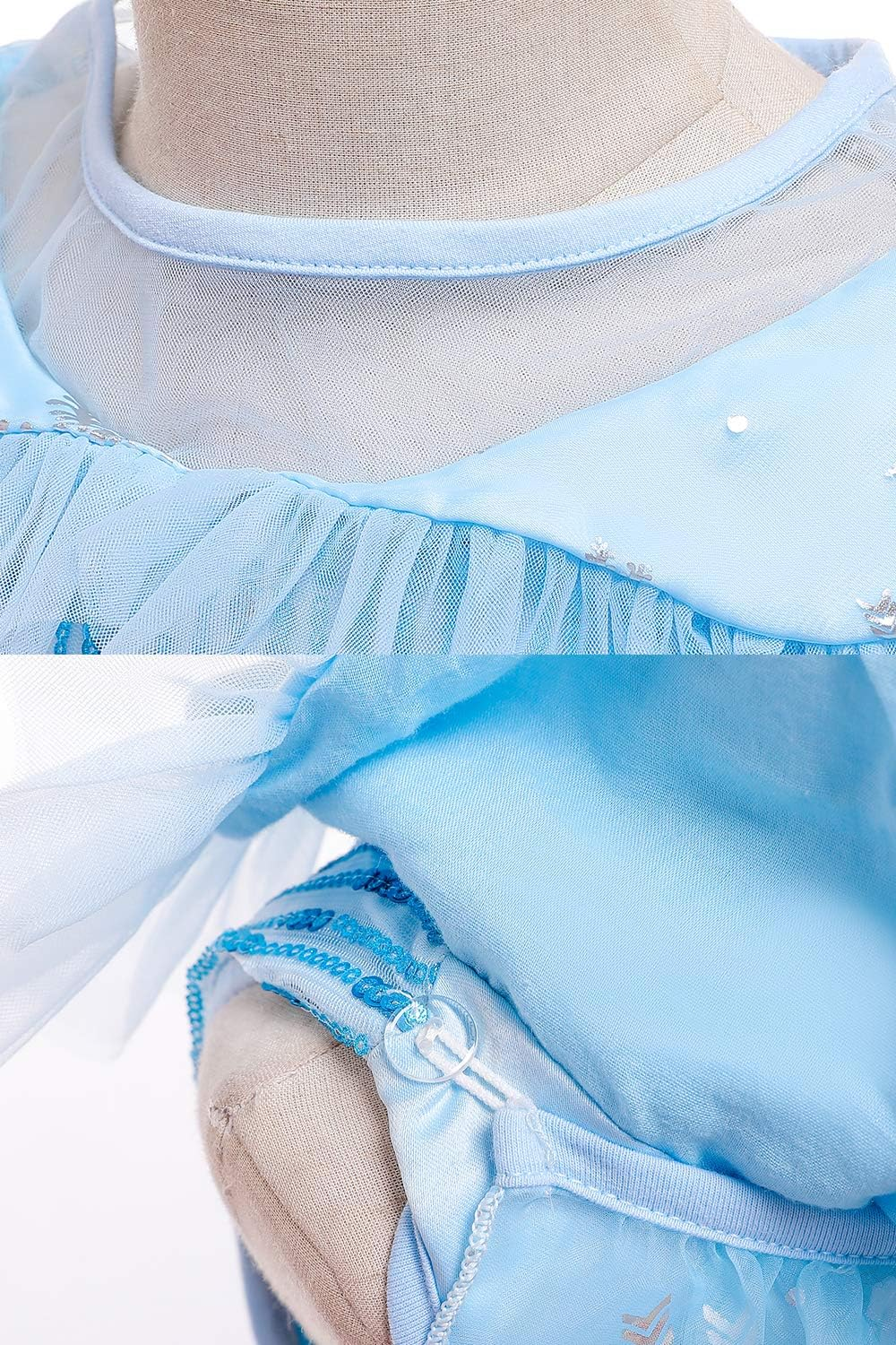 Dressy Daisy Little Toddler Kids Girls Snow Queen Ice Princess Dress up Costumes with Cape Train Halloween Christmas Fancy Party Size 2 to 10, Blue image number 4