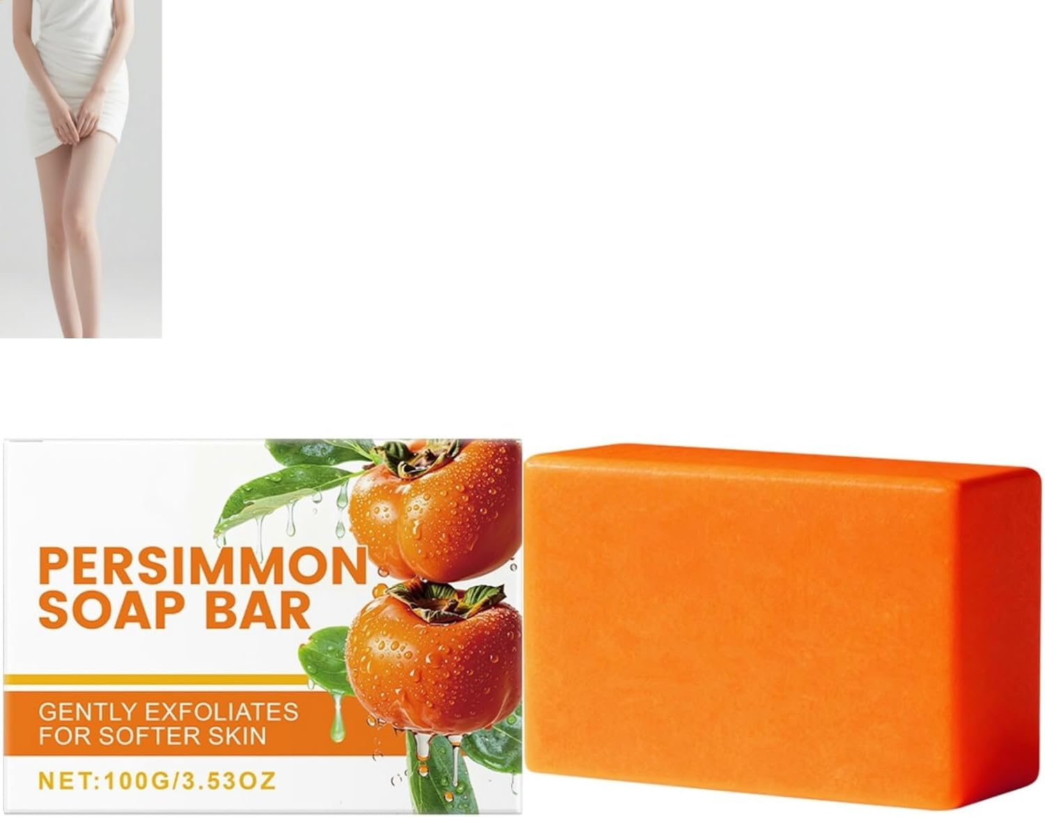 Persimmon Soap Bar, Body & Face Soap for Deep Cleansing,Gentle Exfoliating & Moisturizing, Long Lasting Fresh Scent, Post-Clean Comfort for Daily Use，Deodorizing for Old People Smell (1PCS)
