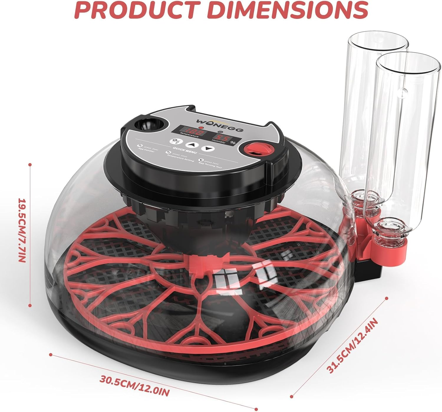 12 Egg Incubator for Hatching Chicken/Quail/Duck Eggs, Auto Turning, Digital Humidity/Temp Control, LED Candler, Auto Water Refill, 360&deg; View (Smart Sensor) image number 1