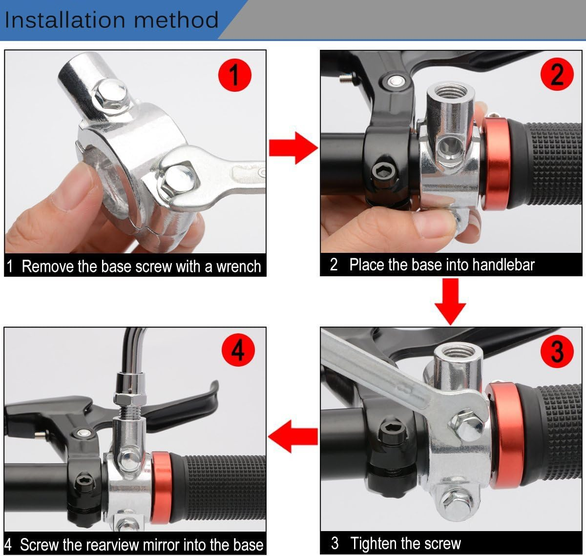 1 Pair Bicycle Mirror Bicycle Rear View Mirror Blindsight Multi Angle Adjustable Bike Mirror Billet Aluminum Chrome Plated outside Bike Side View Mirrors Skull Claw Style image number 6