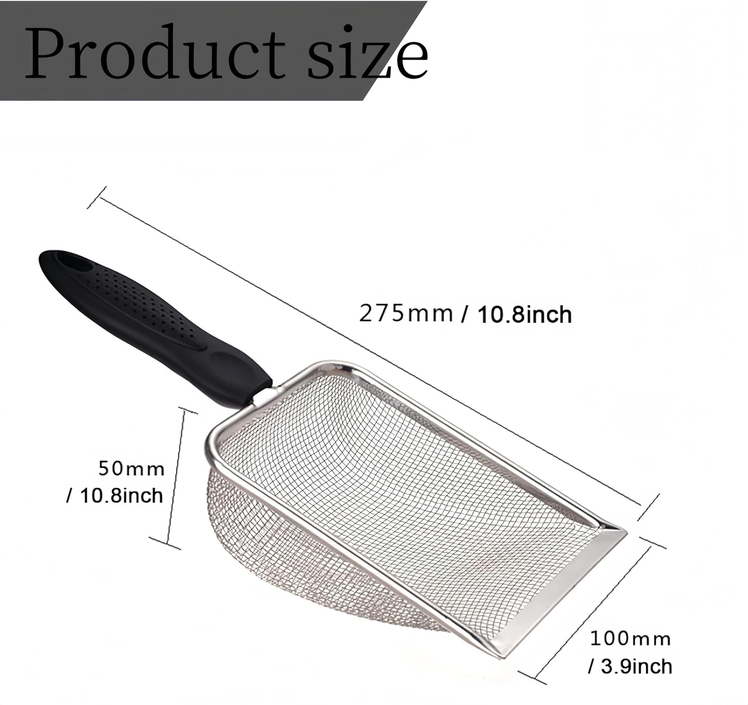 Pet Cleaning Tools Sand Draining Pet Litter Cleaner Holes Magnetic Window Cleaner Handheld Sand Sifter Spot Coop Cat Sand Sieve Reptile Litter Cleaner Stainless Steel Black image number 1