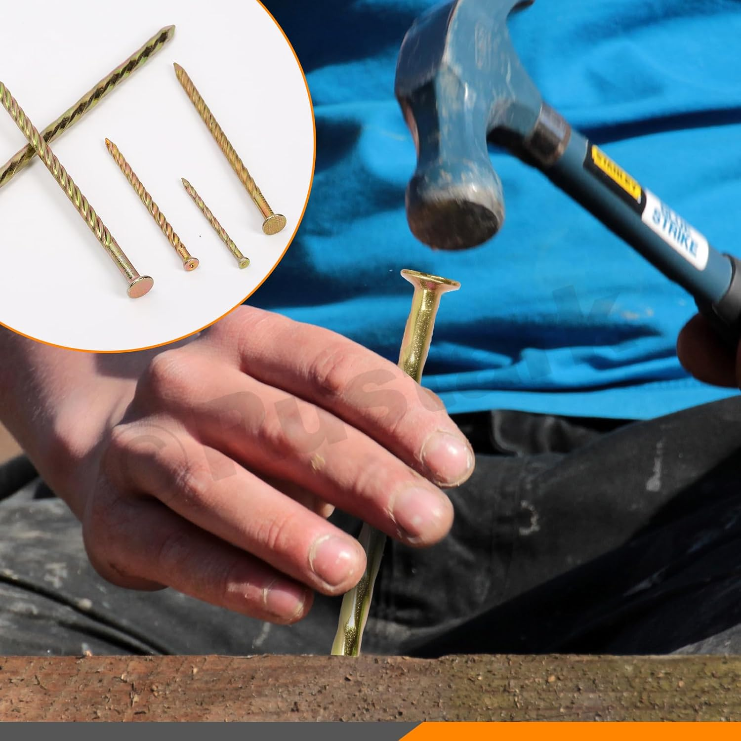 Rustark 200Pcs 5 Sizes Spiral Deck Nails Assortment Kit Fence Deck Nails Spiral Shank Deck Nail Floor Hardware Screw Nail for House Repairing Wall Floor image number 4